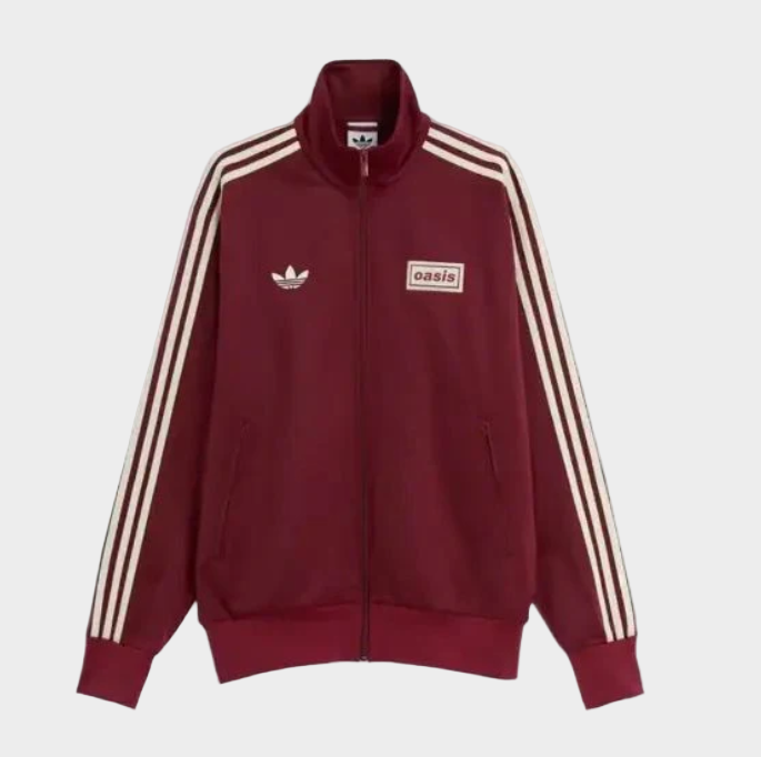 Oasis x Adidas Live '25 Track Jacket – Burgundy | Three-Stripe Zip-Up Top