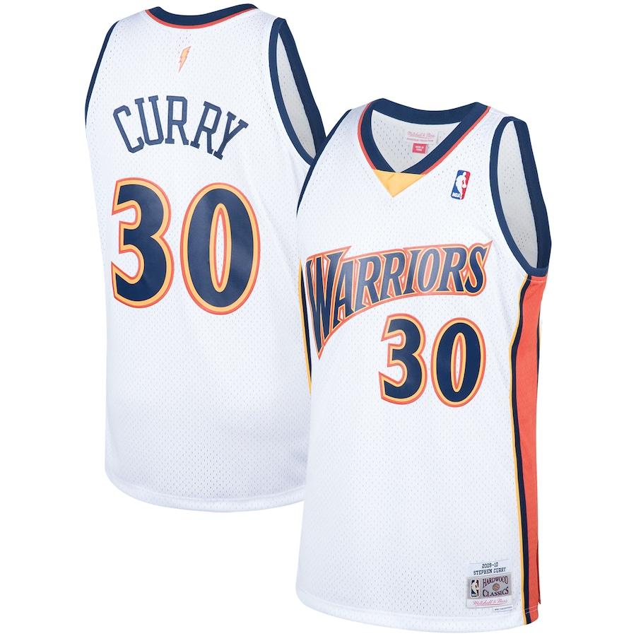 Stephen Curry #30 Golden State Warriors Mitchell & Ness White 2009-10 Rookie Season Tri-Color Side Panel Home Hardwood Classics Swingman Jersey - Men's & Youth