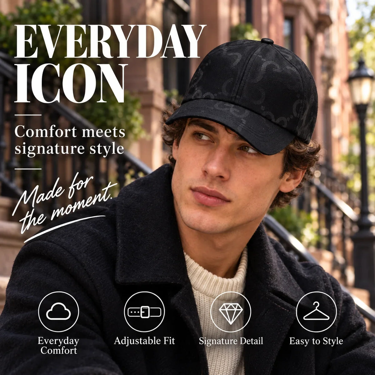 Baseball Cap worn in a premium lifestyle setting